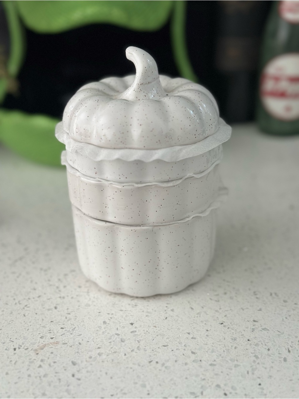 NWT•Ceramic Pumpkin Stackable Measuring Cup Set - Picture 4 of 12
